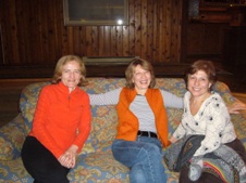 The ski babes relax in the lounge